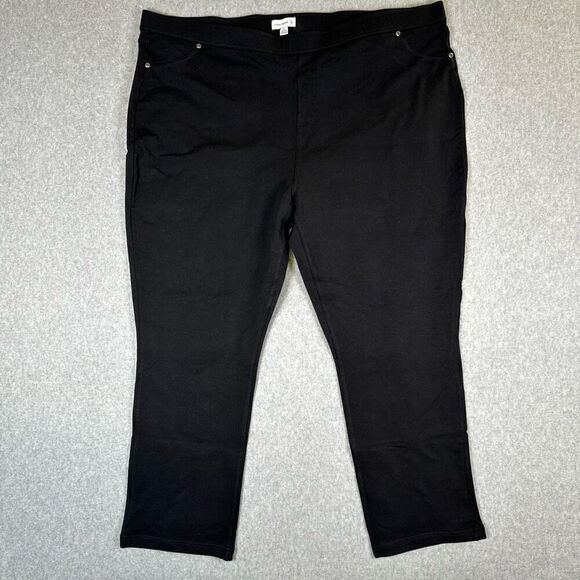 Susan Graver Womens Size 3X High Rise Denim Jeans Black Pockets Black Stretch - Picture 1 of 8